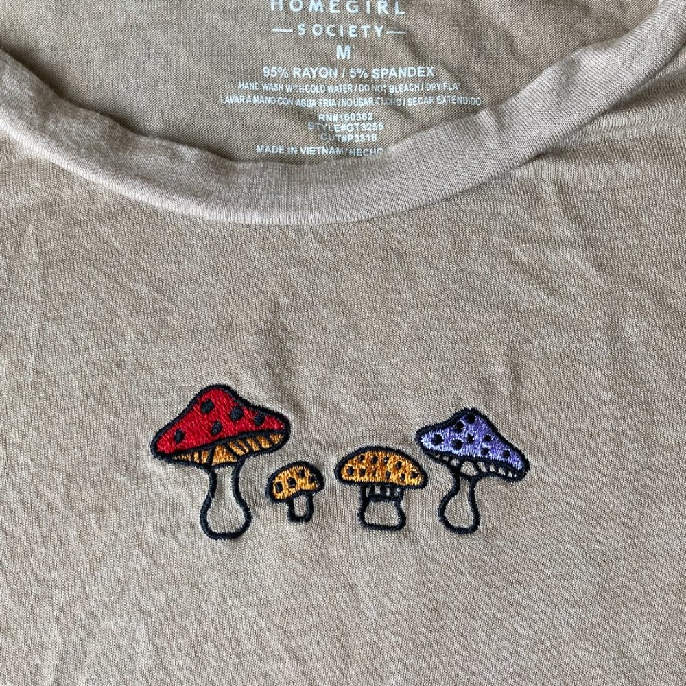 mushroom fungi tee shirt and bra